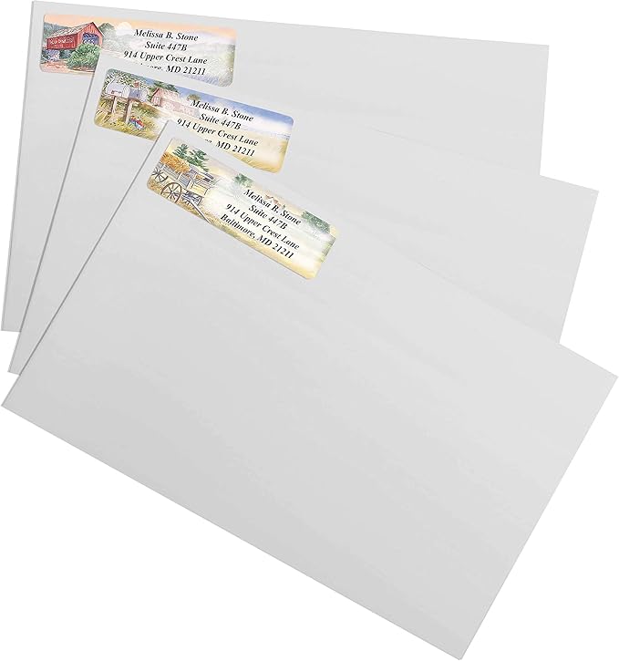 Rural America Assorted Country Scenes Personalized Return Address Labels with Dispenser - Roll of 250 Custom Labels