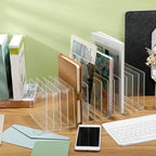 Ctosree Acrylic File Organizer for Desk Vertical 15 Compartments File Sorter Mail Organizer Desktop Countertop Folder Stand Racks for Office Home School Desk(Rectangle,Clear)