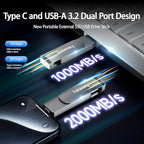 512GB Fast External SSD Flash Drive Up to 2000MB/s USB3.2 Gen2, 2-in-1 Dual USB A +Type-C Drive, USB Memory Stick Solid State Thumb Drive for iPhone 15/16/Android/Windows/MacPC/Laptops