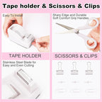 White Desk Organizers and Accessories 10Pcs Set with 360-Degree Rotating Pen Holder, Tape Dispenser, Stapler, Staple Remover, 1000 Staples, Tape, Clips Set, Ruler, Scissor, Pen (White)