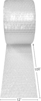 Amazon Basics Bubble Cushioning Wrap Packing Material for Fragile Items, 12-Inch x 100-Foot Long Roll, Large, Clear