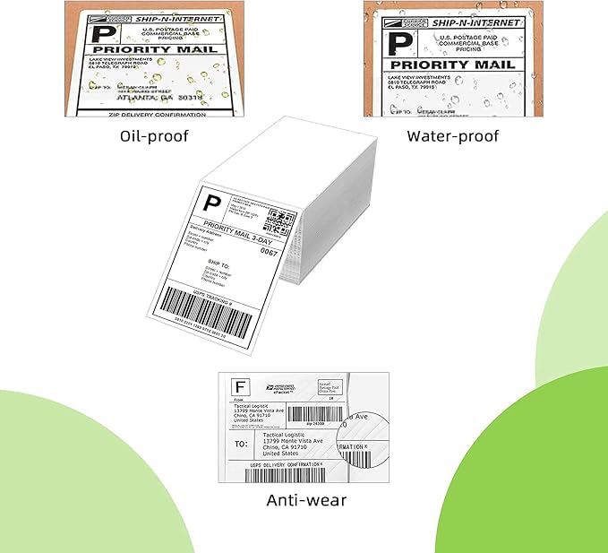 8 Stacks 4" x 6" Fanfold Direct Thermal Labels, 4000 Labels (500/Stack), Compatible with Zebra, Rollo, MUNBYN, NELKO Printers