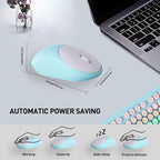 FD 2.4GHz Wireless Keyboard and Mouse Set with Switch Button - Full-Size Keyboard - Compatible for Windows/Laptop/PC/Notebook/Smart TV and More - Blue White Colorful