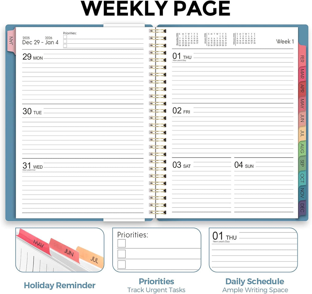 Planner 2026, 8.5" x 11" Monthly & Weekly Planner with Tabs, JAN - DEC 2026, Goal Setting & Time Management Organizer for Professionals & Students