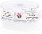 Romantic Rose Designer Rolled Address Labels with Elegant Plastic Dispenser