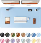 YSAGi Leather Desk Protector, Office Mat, Large Mouse Mat, Non-Slip PU Leather Blotter, Laptop Pad, Waterproof Writing Pad for Office and Home (Baby Blue, 47.2" x 23.6")