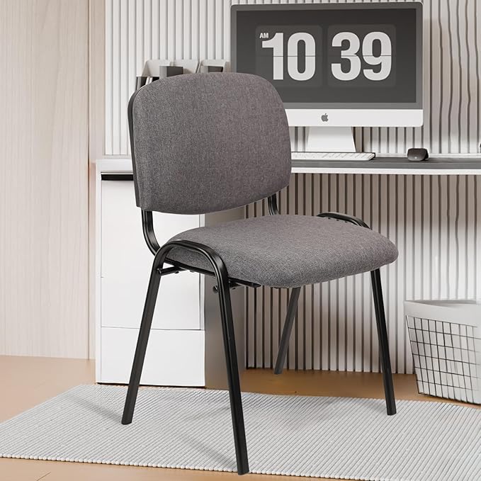 CLATINA Waiting Room Chairs Fabric Stackable Chair Metal Frame with Lumbar Support and Thickened Seat Cushion for Waiting Conference Room Guest Chairs 1 Pack…