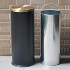 Brushed Gold Kitchen Trash Can with Swing Lid 7.8Gallon,Stainess Steel Commercial Garbage Can Wastebaskets for Shopping mall,Hotel Lobby,Airport, Alevator Using (Black with gold lid, 7.8 gallon)