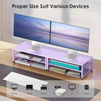 Computer Monitor Stand Riser, Desk Organizers and Accessories, Printer & Laptop Stand, Office Desk Accessories & Desktop Workspace Organizers for Office Supplies (Purple)