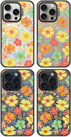 MOSNOVO Case for iPhone 15 Pro, [10ft 4X Military-Grade Drop Protection] Durable & Shockproof Phone Case Cover Design for iPhone 15 Pro - Retro Boho Hippie Flowers - Clear Black