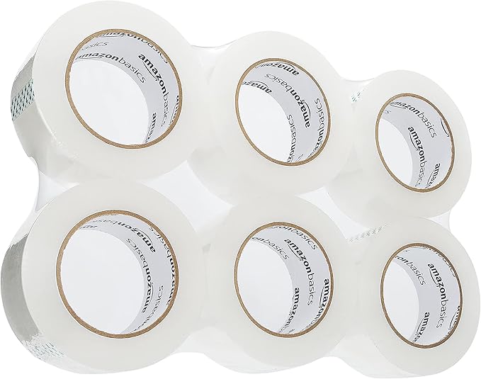 Amazon Basics Packing Tape for Moving boxes, Shipping Tape Refills, Clear, 1.88-Inch Wide x 109 Yards, 6-Pack, Total 654 Yards