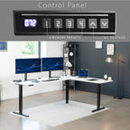 VIVO Electric Corner L-Shaped 84 x 63 in Standing Desk, Memory Height Adjustment, White Top Black Frame, DESK-E3CTBW-84