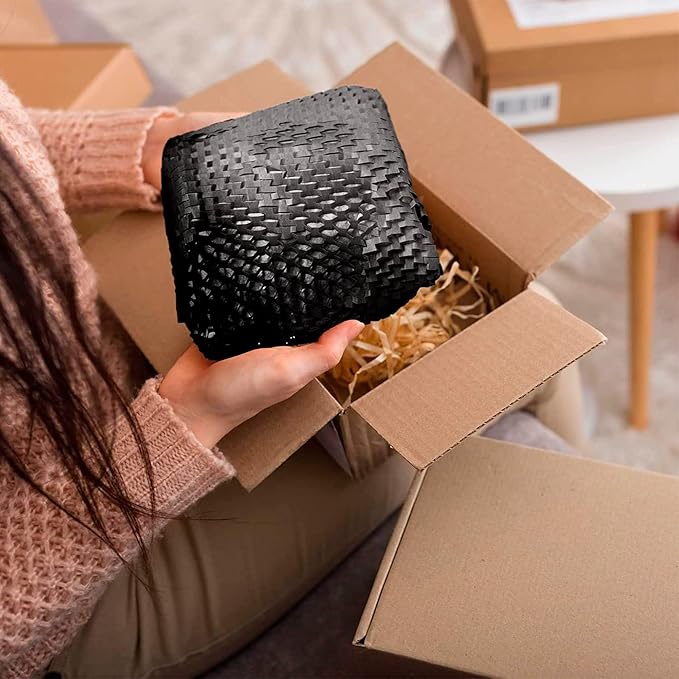 Black Honeycomb Packing Paper for Moving Breakables, 15 Inch x 100 Feet. Fragile Shipping Supplies. Perforated Packing Materials for Fragile Items. Moving Paper Wrap. Eco Friendly Packaging