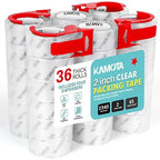 KAMOTA Packing Tape, 36 Rolls Heavy Duty Clear Packaging Tape for Shipping Packaging Moving Sealing, 2 inches Wide, 65 Yards Per Roll, Total 2340 Yards with 4 Dispensers