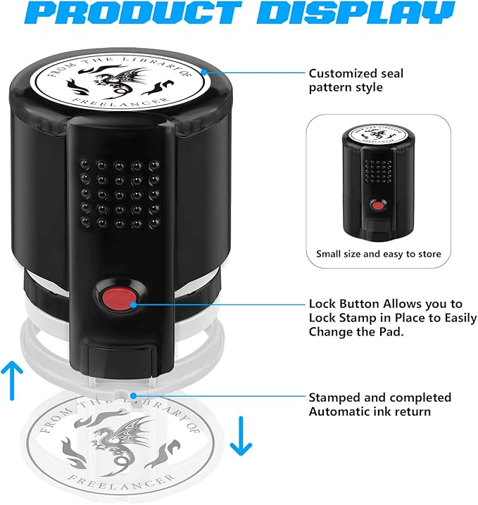 Custom Ink Stamp | Personalized Self Inking Stamp Gifts for Book Lovers, Readers, Teachers | 5 Ink Colors (Design-01)