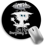 Cat Mouse Pad, Funny Black Small Round Mouse Pads for Desk, Mini Travel Mousepad for Work Wireless Computer Laptop, Office Desk Accessories, 8.6 x 8.6 inch