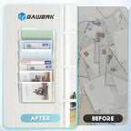 6 Pack Clear Acrylic Single Pocket, Plastic Hanging Wall Mount File Holder for Office Home, Clear