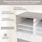 EasyPAG Mail Organizer Countertop, Wood Literature Organizer with Adjustable Shelves, Student Classroom Mailbox for School, Desktop Paper Sorter for Office Home, 48 Compartments, Retro Gray/White