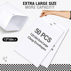 Geyee 50 Pcs 12 x 16 Inch White Manilla Clasp Envelopes Letter Size Mailing Envelopes with Clasp Closure for Filing Storing Documents Office Home Business School