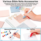 Bible Study Supplies for Women & Journaling Kit - Pencil Case, 12 Colored Highlighters No Bleed, 75 Index Bible Tabs, A5 Notebook, 16 Gel Pens & 4 Transparent Notes - Christian Gifts, Green Daisies