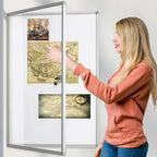 BIBOC 36x24 Inches Lockable Bulletin Boards White Board Frame Enclosed Display Case,with Magnets,for School Message Notice Whiteboard