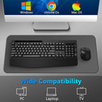 Wireless Keyboard and Mouse Combo, Full-Sized Ergonomic Keyboard with Wrist Rest, Phone Holder, Sleep Mode, Silent 2.4GHz Cordless Keyboard Mouse Combo for Computer, Laptop, PC, Mac, Windows