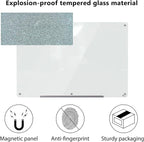 TOWON 6 x 4ft Glass Whiteboard Wall – Magnetic White Dry Erase Board (72 x 48 inches) with Multi-Color Markers, Strong Magnets, Pen Tray & Eraser – Frameless Design for Office, Home & Classroom