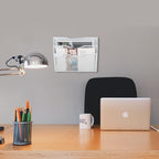 EASEPRES 3 Pocket Mesh Hanging Wall File Organizer, Wall Mounted Mail Paper Document Folder Holder, Clipboard Storage Organization Magazine Rack with Nametag Label for Office Home School, White