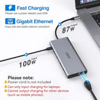 USB C Docking Station Dual Monitor HDMI for Dell HP, Laptop Docking Station 3 Monitors Triple Display USB C Hub Dock to 2 HDMI 4K,DP,Ethernet,6 USB,PD,SD/TF, Audio, USB C Adapter 14 in 1 for Lenovo