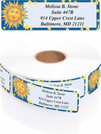 Celestial Blue Designer Rolled Address Labels with Elegant Plastic Dispenser