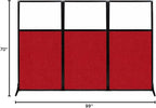 Versare Workstation Partition | Portable Wall Divider | Modern Office Cubicle | Free Standing Privacy Screen | Flexible Work Space | 99" x 70" W/Window, Red Fabric Panels