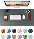 YSAGi Leather Desk Protector, Office Mat, Large Mouse Mat, Non-Slip PU Leather Blotter, Laptop Desk Pad, Waterproof Writing Pad for Office and Home (Dark Green, 35.4" x 17")