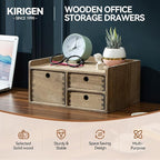 KIRIGEN Desk Organizer with 3 Drawers - Wood Drawer Storage Box with Trays for Tabletop - Workspace Office Toiletries Supplies Tool Caddy - Wooden Storage Cabinet1 Layer Dark Brown（DT1D3C-DBR）