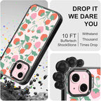 MOSNOVO Case for iPhone 15 Plus, [10ft 4X Military-Grade Drop Protection] Durable & Shockproof Phone Case Cover Design for iPhone 15 Plus / 14 Plus - Strawberry Garden - Clear Black