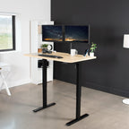 VIVO Electric 48 x 30 in Standing Desk, Memory Height Adjustment, 1B Series, One-Piece Light Wood Top, Black Frame, DESK-KIT-1B5C