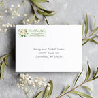 Green Watercolor Floral Rolled Address Labels / 500 Personalized Return Address Labels/Designer Address Stickers in Elegant Plastic Dispenser