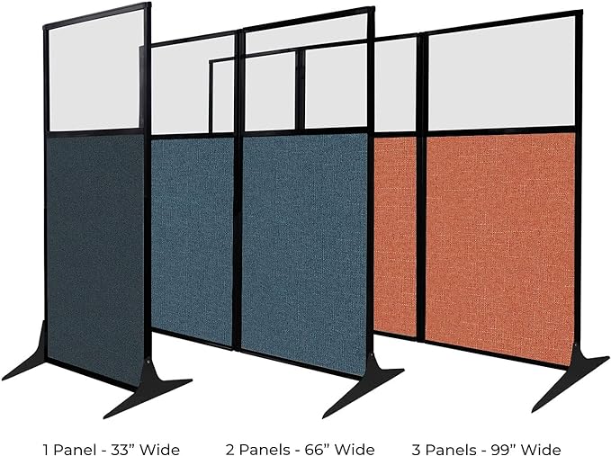 Versare Workstation Partition | Portable Wall Divider | Modern Office Cubicle | Free Standing Privacy Screen | Flexible Work Space | 99" x 70" Slate Fabric Panels