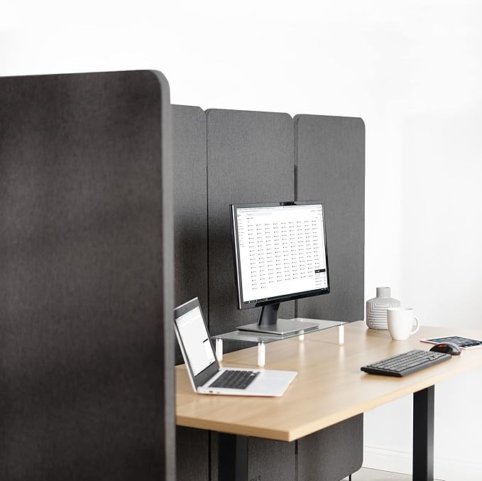 VIVO Freestanding 24 x 66 inch Privacy Panel, Cubicle Divider, Acoustic Wall Partition, Single 24 inch Panel with 2-Sided Zipper Attachment System, Dark Gray, PP-1-T024D