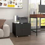 Small Space Printer Stand with Doors, Mini Fridge Stand for Laundry, 3D Printer Stand with Storage, Low Printer Table, Modern Under Desk for Home Office, Small Carts for Scanner, Fax