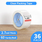 JARLINK Clear Packing Tape (36 Rolls), Heavy Duty Packaging Tape for Shipping Packaging Moving Sealing, 2.7mil Thick, 1.88 inches Wide, 60 Yards Per Roll, 2160 Total Yards