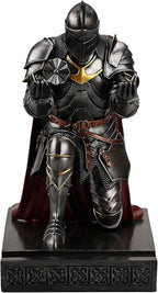 Medieval Armored Warrior Wearing Outerwear, Mobile Phone Stand Knight Pen Holder Desk Organizers, Resin Bookends Paperweight with a Letter Opener for Desk (Iron)