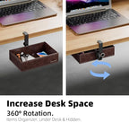 Mesh Hidden Desk Organizer with Swivel Drawer, Heavy-Duty C-Clamp Mount for Office Supplies, Art Tools & Pencil Storage – Easy Install Desktop Accessories (Coffee)
