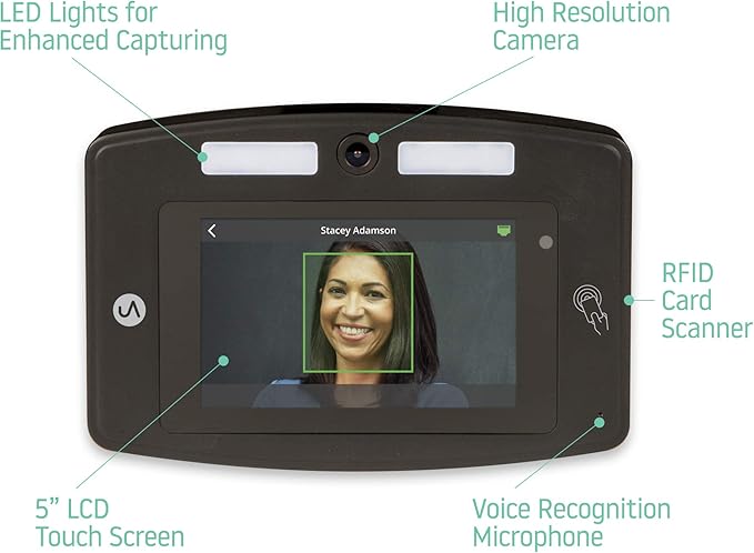 uAttend Touch-Free Voice Control and Facial Recognition Time Clock System for Employees and Small Businesses (DR2000)