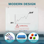 2-in-1 Glass White Board 72" x 43" Extra Large Splicing Magnetic Tempered Glass Whiteboard for Wall, ZHIDIAN Morden Glass Dry Erase Board Frameless Bulletin Board for Office, Home, School