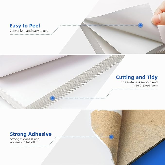 200 Half Sheet Self Adhesive Shipping Labels 8.5" x 5.5" Compatible with for Laser & Inkjet Printers - 100 Sheets, 2 Labels Per Page