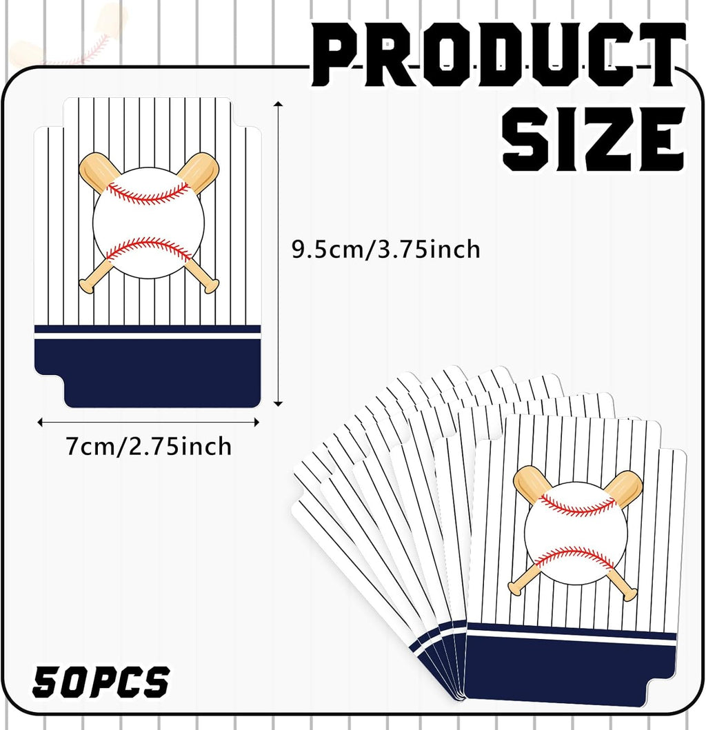 50pcs Baseball Team Card Dividers Plastic Index Card Storage Dividers with Tabs for Boys Men Gifts Card Separators for Organizing Sports Recipe Game Card