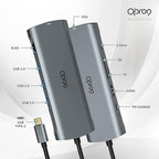 Opro9 10-in-1 USB C Hub Multiport Adapter, Laptop Docking Station Dual 4K HDMI / 1080P VGA, USB 3.0, PD 100W, Gigabit Ethernet, SD/TF Card Reader, 3.5mm Audio Jack, for Windows & MacBook PC, Laptops