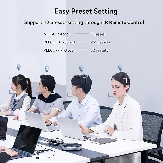 Tenveo PTZ Conference Room Camera 10X Optical Zoom USB3.0/HDMI/RS232 Wide Angle FHD 1080P 60FPS for Video Conferencing Business Meeting Live Streaming Church Services Worship Zoom Teams OBS