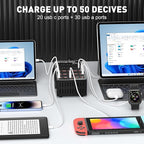 250W Desktop Charging Station, 30 USB A + 20 USB C, Multi Port Charging Station for Phones, Tablets, Watches, and More [Lcoco&Dream]