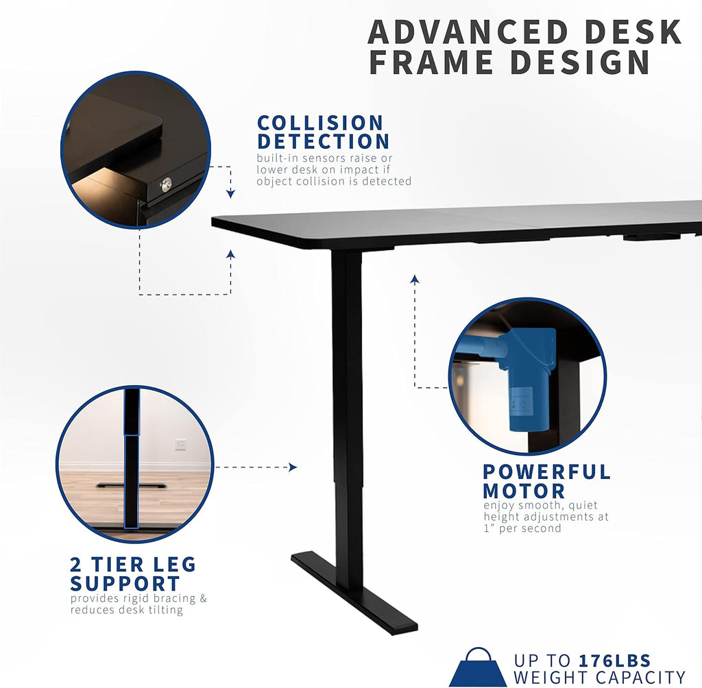 VIVO Electric 43 x 24 in Standing Desk, Memory Height Adjustment, 1B Series, One-Piece White Top, White Frame, DESK-KIT-1W4W